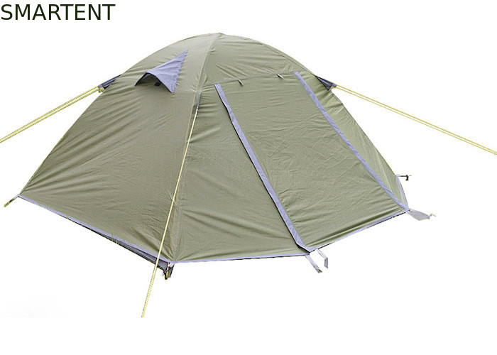 210*110cm Dubbellaag Camping Shelter Groen PU Bedekt 190T Trekking Tent leverancier