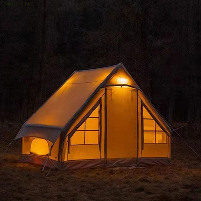 Buitenkampertenten Verdikte beige katoen regenbestendige opblaasbare tent voor familiekampen en avonturen in het buitenleven leverancier