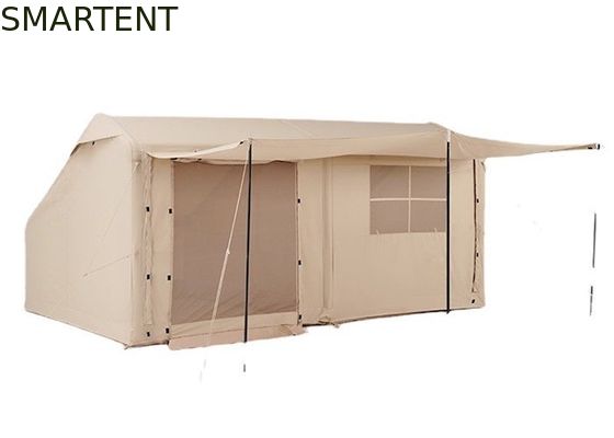 Kopen Buitenkampertenten 410*270*200cm Waterdicht Beige katoen opblaasbare tent voor 3-4 personen Forest Hut Stijl lichtgewicht en duurzaam voor buitenavonturen online vervaardiging