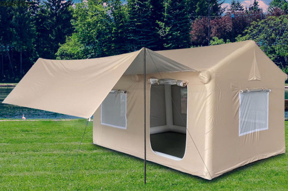 Buitenkampertenten 410*270*200cm Waterdicht Beige katoen opblaasbare tent voor 3-4 personen Forest Hut Stijl lichtgewicht en duurzaam voor buitenavonturen leverancier