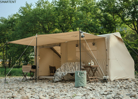 Buitenkampertenten 410*270*200cm Waterdicht Beige katoen opblaasbare tent voor 3-4 personen Forest Hut Stijl lichtgewicht en duurzaam voor buitenavonturen leverancier