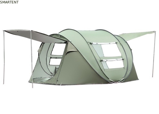 Breathable Panoramic Screen Window Groen 190T PU Coated Polyester Pop Up Camping Tent voor buitenactiviteiten leverancier