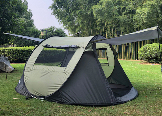 Breathable Panoramic Screen Window Groen 190T PU Coated Polyester Pop Up Camping Tent voor buitenactiviteiten leverancier