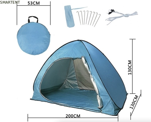 Custom Quick Open Automatic Pop Up Camping Tents 190T Zilveren gecoate Polyester Strand Markens leverancier