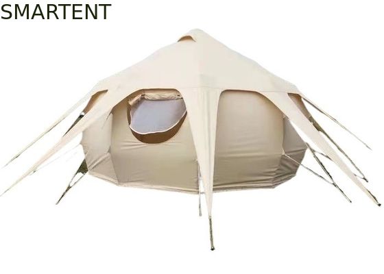 Kopen Waterdicht 3000mm Gecoat 285G Beige Kleur Katoen Outdoor Lotus Camping Tenten 5*5*3M online vervaardiging