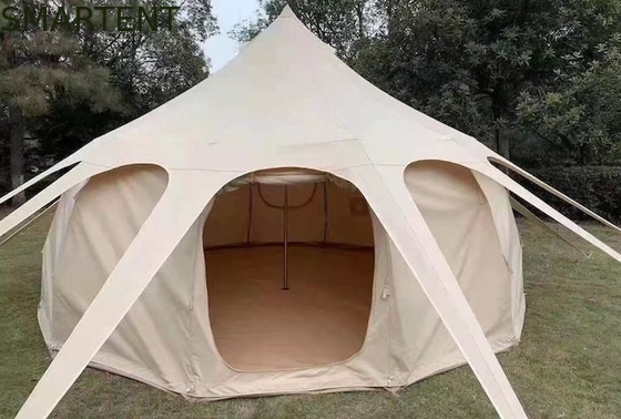Waterdicht 3000mm Gecoat 285G Beige Kleur Katoen Outdoor Lotus Camping Tenten 5*5*3M leverancier