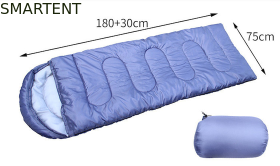Op maat gemaakte 210*75cm Blauwe waterdichte 190T Polyester Outdoor Mountain Sleeping Bags Voor koud weer leverancier