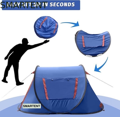 7.2ft*4.5ft*40inch Makkelijk opzetten voor 2 personen Blauw Waterdicht Polyester Pop Up Camping Tent Met Geventileerde Mesh Windows leverancier