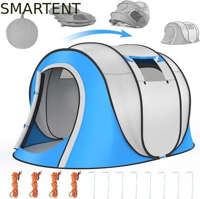 102*75*39 inch enkellagig zilveren ruggengraat Polyester 210T waterdicht Pop-up camping tent voor 2-4 personen met mesh ramen leverancier