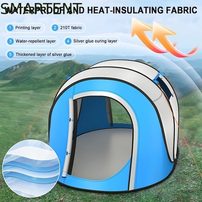 102*75*39 inch enkellagig zilveren ruggengraat Polyester 210T waterdicht Pop-up camping tent voor 2-4 personen met mesh ramen leverancier