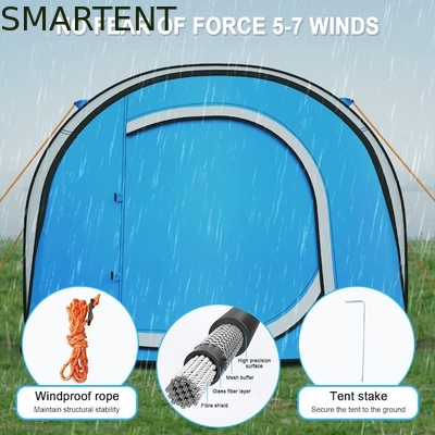 102*75*39 inch enkellagig zilveren ruggengraat Polyester 210T waterdicht Pop-up camping tent voor 2-4 personen met mesh ramen leverancier