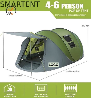 Lichtgewicht vouwbare waterdichte 4-6 personen Pop Up Camping tent met dubbele deuren en ventilatie mesh ramen leverancier