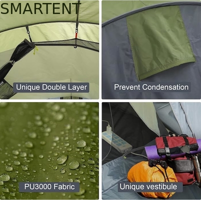 Lichtgewicht vouwbare waterdichte 4-6 personen Pop Up Camping tent met dubbele deuren en ventilatie mesh ramen leverancier