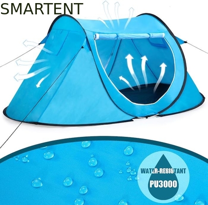 86.6*37.4*47.2in Blue Pop Up Camping Tent Met Geventileerd Mesh Windows 2 Persoon Capaciteit Waterdicht Ontwerp leverancier