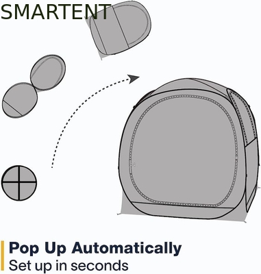 160*160*160cm Buitendoorzichtige camping pop-up tent met sterk stalen frame UV-bescherming polyester leverancier