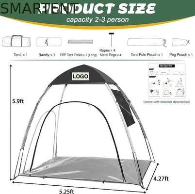 5.25*4.27*5.9FT Buiten waterdicht Polyester Zwart Transparante PVC Pop Up Sport tenten Met Mesh Windows Makkelijk In te stellen leverancier