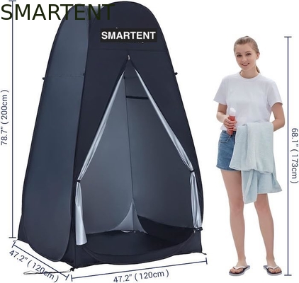 120*120*200cm Zwarte pop-up privacy tenten met ritsdeuren Zilveren gecoate polyester waterdichte camping Shelter leverancier