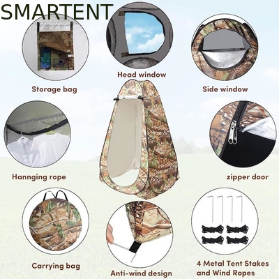 47.2*47.2*74.8 inch Custom Camouflage 190T Polyester Pop Up Privacy Tenten Met UV Bescherming Waterdicht Design leverancier