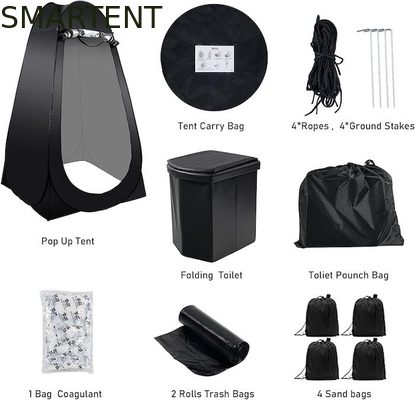 47.2*47.2*74.8 inch zwart zilver gecoate polyester pop-up privacy tent met UV bescherming voor camping strand evenementen leverancier