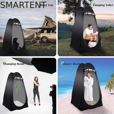 47.2*47.2*74.8 inch zwart zilver gecoate polyester pop-up privacy tent met UV bescherming voor camping strand evenementen leverancier