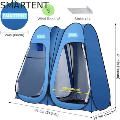 94.5 * 47.2 * 74.8 inch waterdicht blauw polyester 190T Pop-up privacy tenten met volledige dekking en onmiddellijke opstelling leverancier