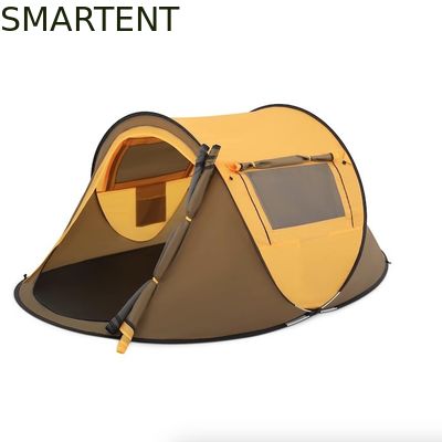 Kopen 96*59*41 inch gele polyester 4-seizoen pop-up camping tent met gaas ramen en waterdicht ontwerp voor 2 personen online vervaardiging