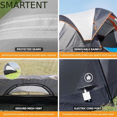 410*210*140cm Grijs polyester 6-seizoen Pop Up Camping tent met waterdichte vloer / mesh ramen leverancier