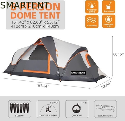 410*210*140cm Grijs polyester 6-seizoen Pop Up Camping tent met waterdichte vloer / mesh ramen leverancier