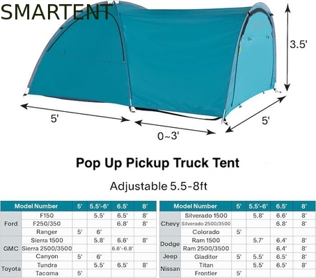 2.44*1.52*1.07M 4 seizoenen automatische groene waterdichte PU2000MM gecoate polyester 2-persoons pop-up pickup camping tent leverancier
