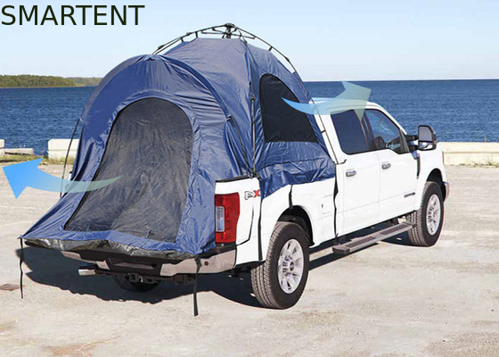 (165+50) * 165*176CM 1-persoon Blauwe kleur waterdicht Zilveren gecoate polyester 210D Automatisch Pop UP Truck Tail Tent leverancier