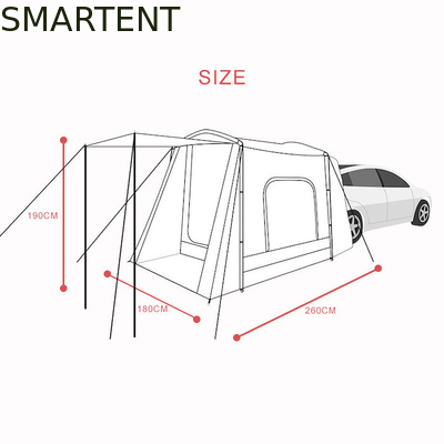 Buiten 260*180*190CM Grijze kleur Waterdicht PU2000MM Gecoat Polyester 210D Gemakkelijk op te zetten Off Road Voertuig Camping Shelter leverancier