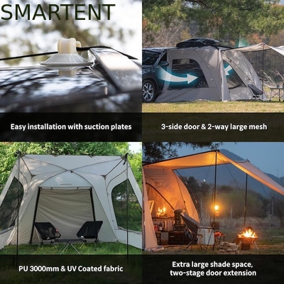 2.49*3.20*1.91M Draagbare grijze auto kampeertent waterdicht PU3000MM gecoat polyesterstof voor outdoor avontuur leverancier