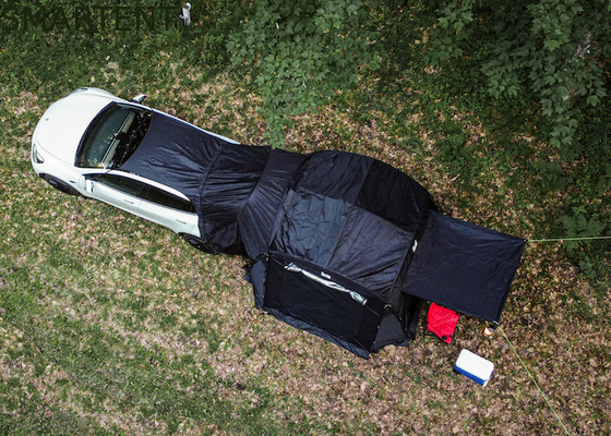 Zwarte waterdichte Ripstop Polyester Glasvezel Tesla Camping Tent Voor Model Y Gemakkelijke installatie En Verbeterde ventilatie leverancier