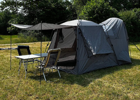 330*240*210CM lichtgewicht automatisch grijs waterdicht PU2000MM gecoat polyester 210D 4-persoons Tesla camping tent leverancier