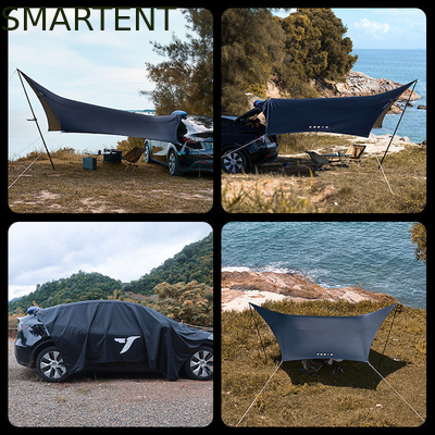 530*390CM Zwart 420D Ripstop Polyester Tesla Camping Tent Lichtgewicht Auto Canopy Rainfly Side Awing Voor Model Y&amp;3 leverancier