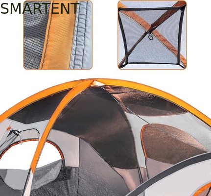 4.57*2.74*1.78M 8-persoons buitententent met dubbele laag grijs waterdicht gecoat polyester camping tent voor 3 seizoenen leverancier