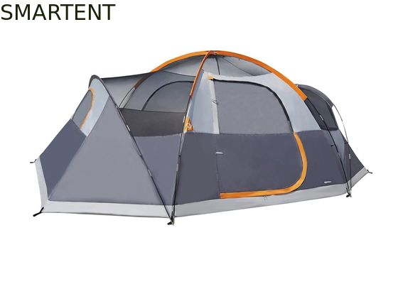 Kopen 4.57*2.74*1.78M 8-persoons buitententent met dubbele laag grijs waterdicht gecoat polyester camping tent voor 3 seizoenen online vervaardiging
