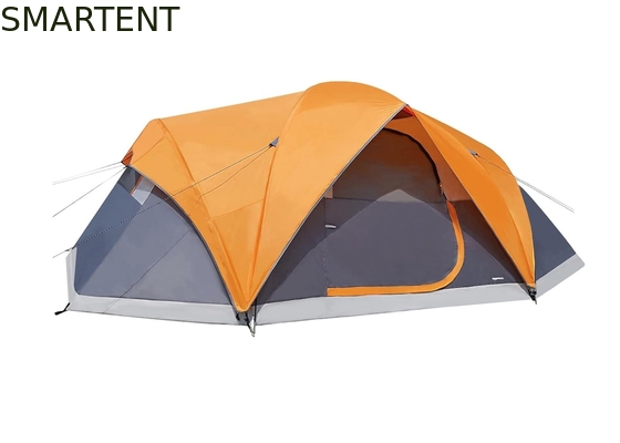 4.57*2.74*1.78M 8-persoons buitententent met dubbele laag grijs waterdicht gecoat polyester camping tent voor 3 seizoenen leverancier