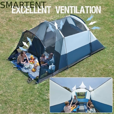 6.1*2.44*1.93M Buiten Dual Color Blauw-Grijz Waterdicht Gecoat Polyester Grote familie Kampertent Geschikt voor 6-8 personen leverancier