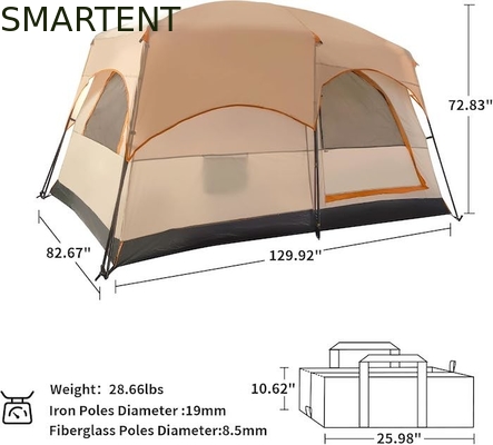 4-persoon 3.3*2.1*1.85M Buiten alle weersomstandigheden Khaki Waterdicht Gecoat Polyester 2-House Design Camping Tent leverancier