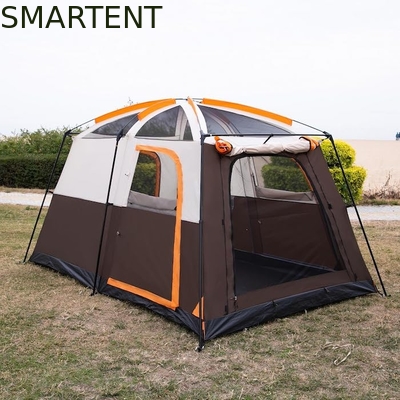 6 personen Ruime bruine kleur waterdicht gecoat polyester buitenshuis groot gezin kamperen tenthuizen met glasvezel palen leverancier