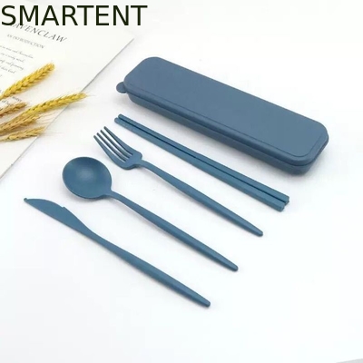 Eco-vriendelijke accessoires lichtgewicht duurzaam beige kleur tarwe stro vezel platteware set voor buitenreizen leverancier