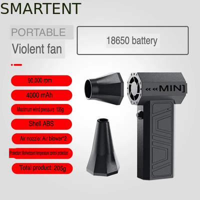 Zwart 90000rpm 4000mah Pocket Violent Turbo Fan Voor Outdoor Cool Camping leverancier