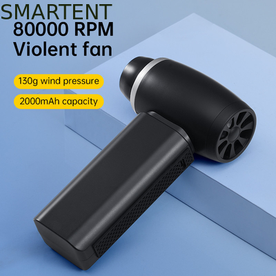 Draagbare moderne design 140*86*45mm Pocket Black Handheld Violent Turbo Fan Voor kamperen Onvergetelijk Outdoor Avontuur leverancier