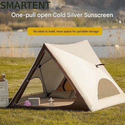 150X200X130CM Draagbare waterdichte PU2000MM gecoate 210T polyester driehoekige pop-up kampeertent voor buiten, volledig automatisch snel te openen strandtent leverancier