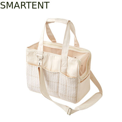 Kopen 38*18*30CM Beige Canvas Kitty Travel Hangbag Liefdevolle huisdier accessoires moeten zak met zachte stof collectie online vervaardiging