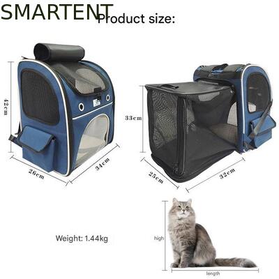 Washable Blue Polyester Oxford Expandable Pet Rucksack Travel Bag Durable Non Toxic Ideal For Indoor Outdoor Pet Owners Needing Safe And Easy To Clean Travel Gear leverancier