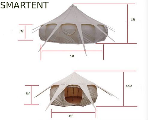 Kopen 300*300*200CM 5M 280GSM Beige waterdicht gecoate katoen Lotus Design Glamping Outdoor Camping Tent online vervaardiging
