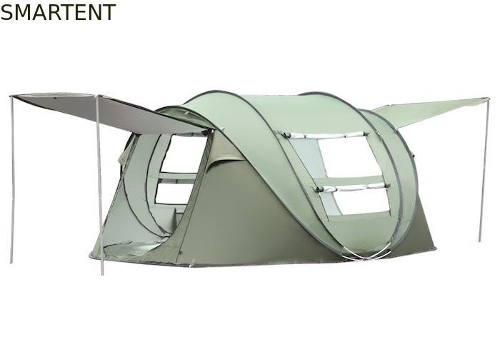 Breathable Panoramic Screen Window Groen 190T PU Coated Polyester Pop Up Camping Tent voor buitenactiviteiten leverancier