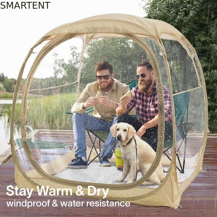 160*160*160cm Buitendoorzichtige camping pop-up tent met sterk stalen frame UV-bescherming polyester leverancier